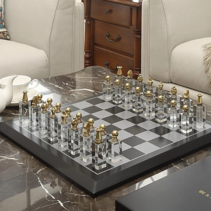 Large Chess Set 3d Crystal Chess Pieces And Solid Wooden Chess Board ...