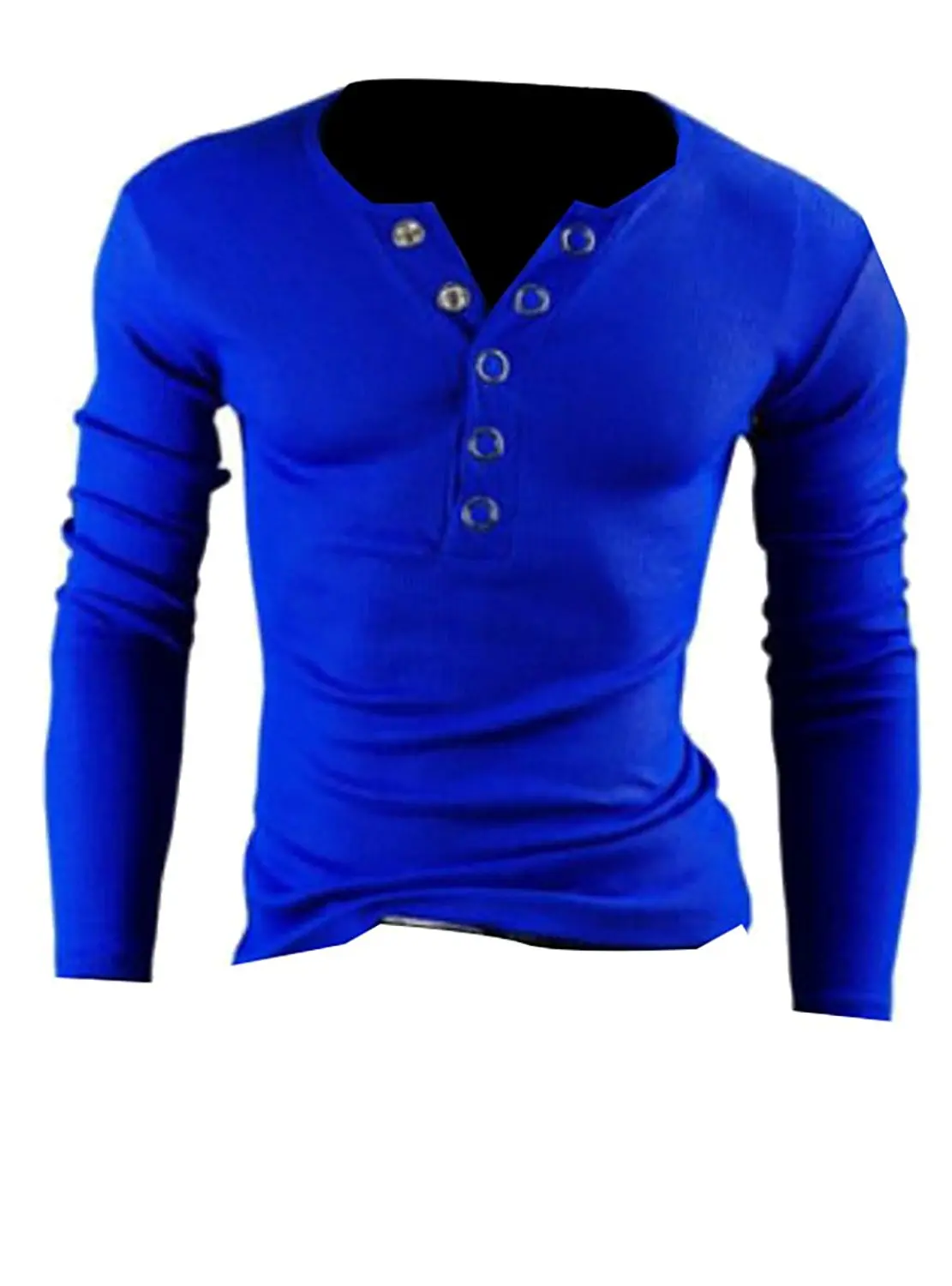 XQS Mens Casual Slim Fit Long Sleeve Crewneck Faux Fur Lined Henley Shirt