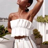 Ladies new off shoulder ruffled tube top chiffon tube top cropped top