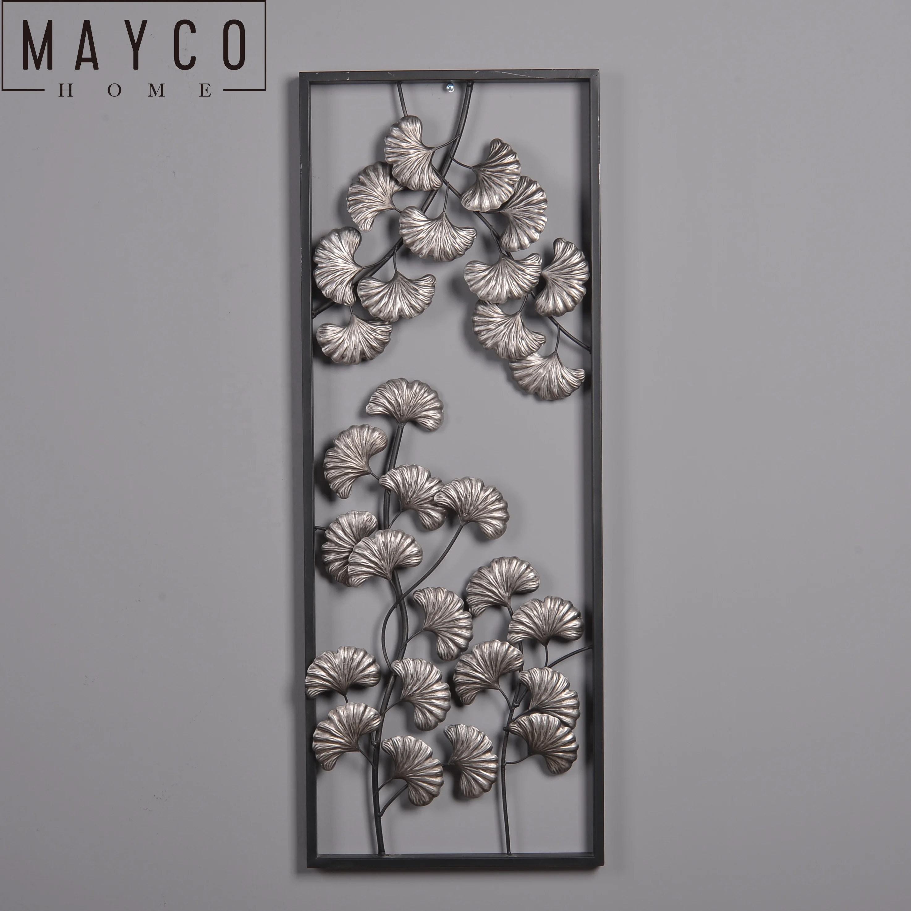 Mayco Garden Handcrafted Metal Art Framed Branch And Gold Leaves Wall