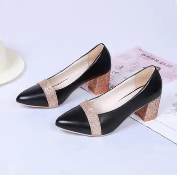 black and gold low heel shoes
