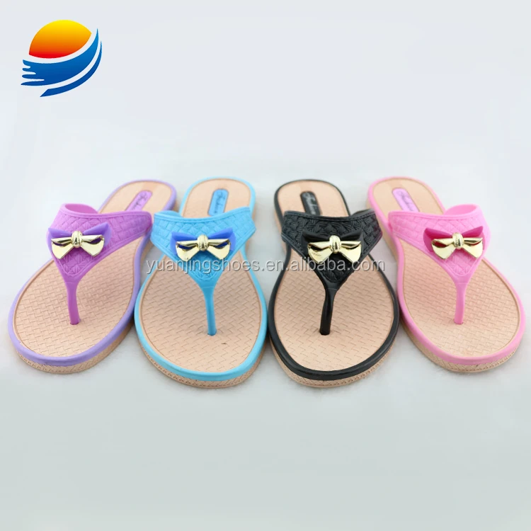 2017 New Promotional Bow Front Ladies Soft Pvc Chappals 1j708+1w - Buy 2017 Ladies New Chappals 