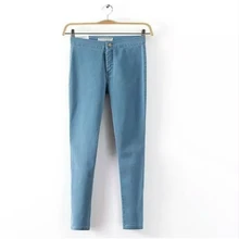Calça Jeans de Cintura alta Para As Mulheres Denim calças de Brim Mulher 2016 Preto lápis calças de Brim das Mulheres Femme Azul Jeans Skinny Mulheres Denim Calças calças
