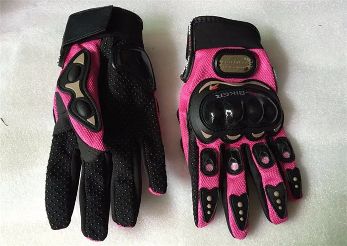 Youme Pink Pro Biker Motorcycle Gloves Full Finger Unisex Motos Sports ...