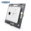 Manufacture Livolo White Crystal Glass Panel 2 Gangs Wall TV and Tel Socket Outlet VL-C7-1VT-11