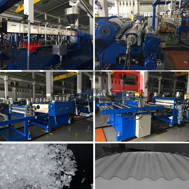 Plastic PET clear corrugated roof wave roofing tile sheet machine