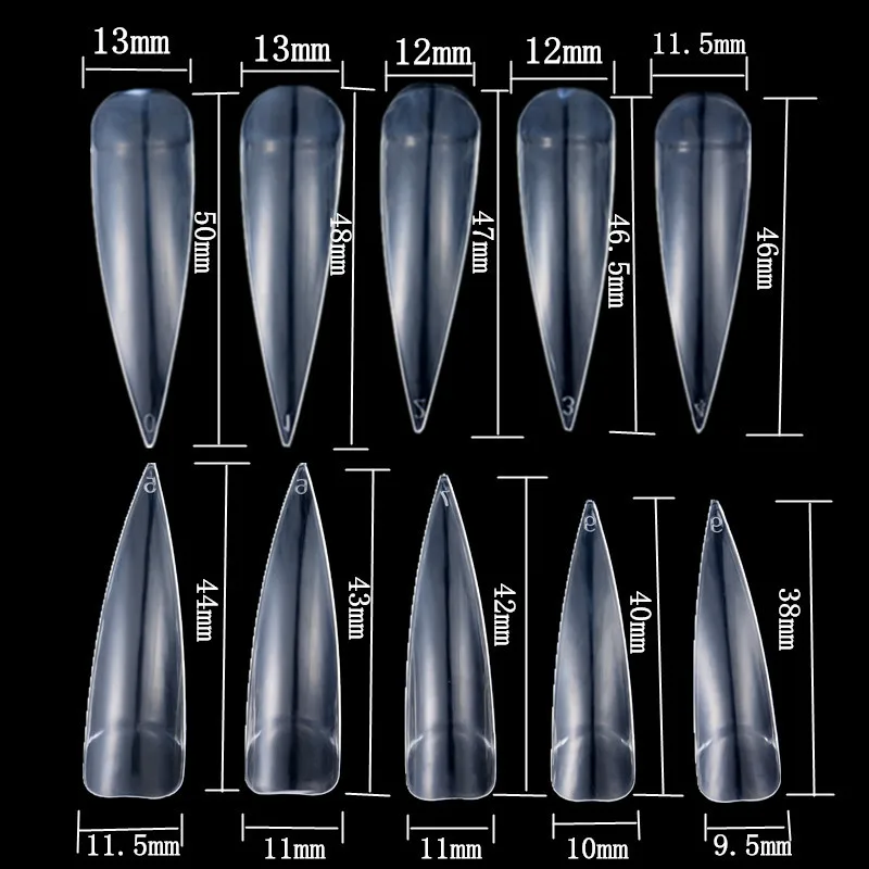 Fashionable High Quality 500pcs/bag Salon Use Half Cover French Artifical Stiletto Nail Tips