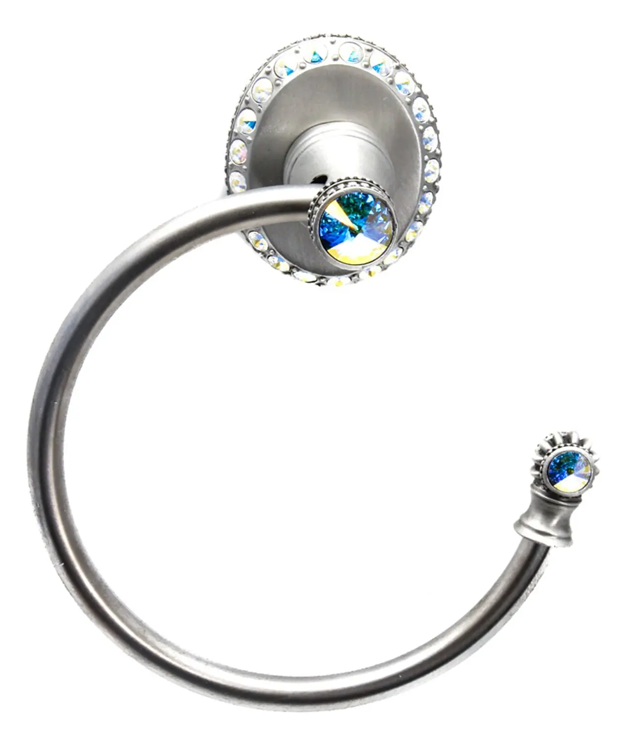 Carpe Diem Hardware Carpe Diem 1836-11AB Cache' II Towel ring right (lrg escutcheon) made with swarovski elements Satin Satin