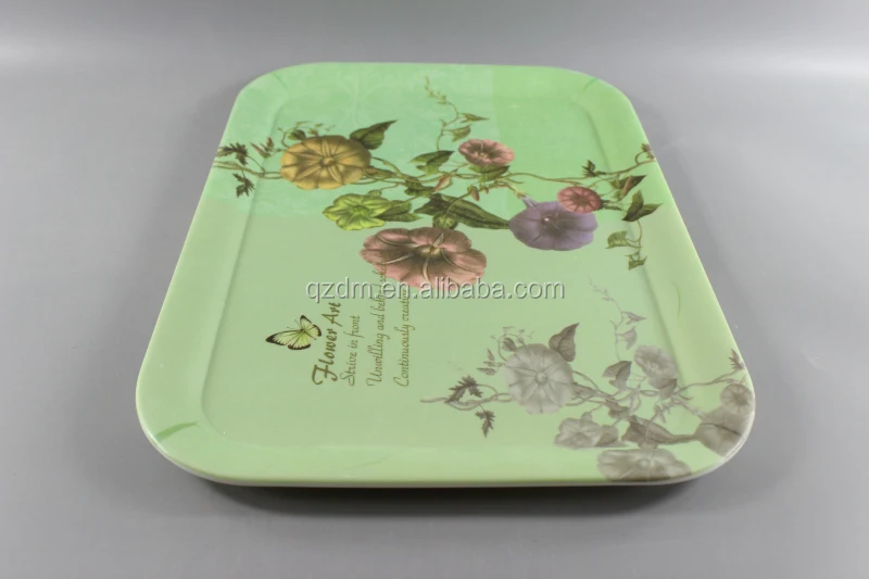 Korean-style Melamine Rectangle Tray Set Morning glory