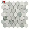 Lower Cost Nature Stone Green Color Mosaic China Ming Green Hexagon Tile 2" Polished For Bathroom