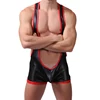 PU Leather Men's Open Butt lifter Sexy Boxers Wrestling Singlet Struggles