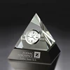 Grace Custom Simple Style Modern Pyramid Shape Clear Engraved Polish Crystal Clock For Decorative Wall