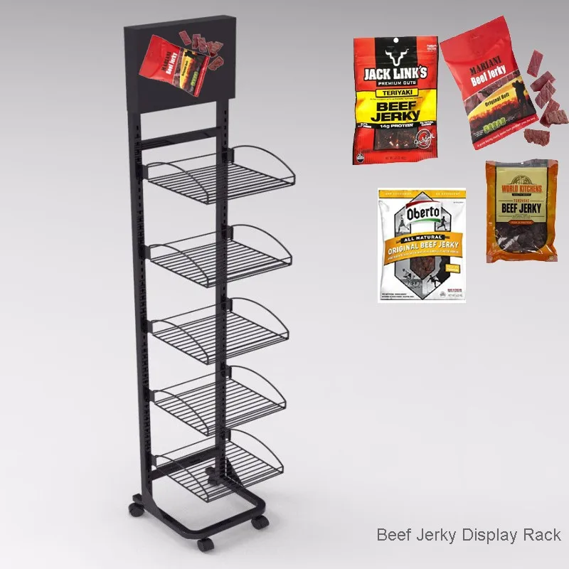 Floor Standing Supermarket Promotion Price Metal Beef Jerky Display