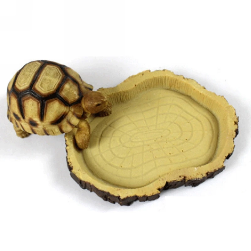 Reptile Tortoise Feeding Water Dish Food Bowl Toy Drinking Resin Dish