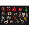 Korea assorted jewely fashion wholesale crystal antique red lips 100 brooches designer and pins for women