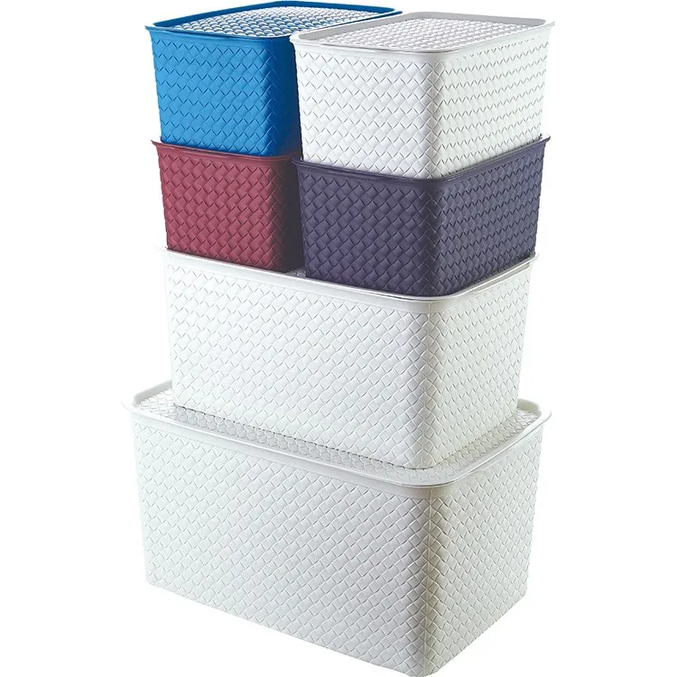 7.5l Pp Oblong Shaped Plastic Opaque Rattan Storage Box With Lid Buy Plastic Storage Box