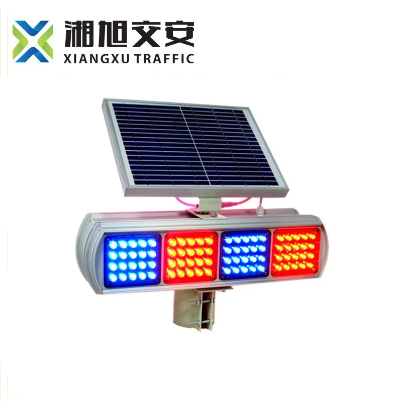 China online shopping solar led amber flashing warning light road blinker red and blue solar traffic warning light