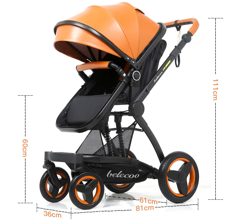 Luxury Baby Stroller 3 in 1 With Car Seat High Landscape Pram For Newborns Travel System Baby Trolley Walker Foldable Carriage