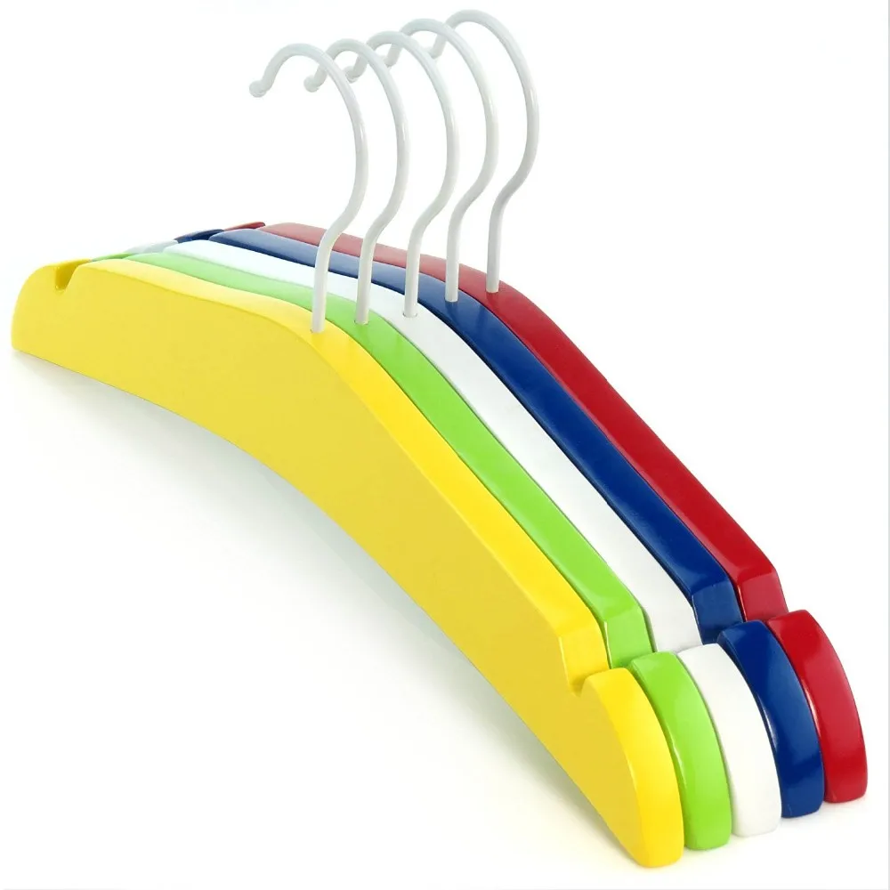 Inspring 30 Cm Children's Wardrobe Colourful Wooden Coat Hangers,Set Of