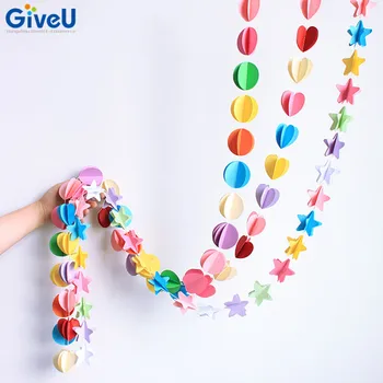 Giveu New Creative Craft Ceiling Decoration Hanging 3d Dot Star Paper Garland Buy Paper Garlands Hanging Garlands Star Garlands Product On