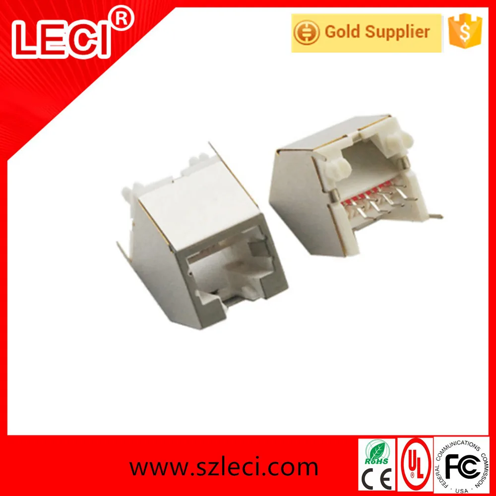 
180 Degree UTP Cat6 RJ45 PCB Modular Jack with Dust Proof Shutter Surlink from ULO 