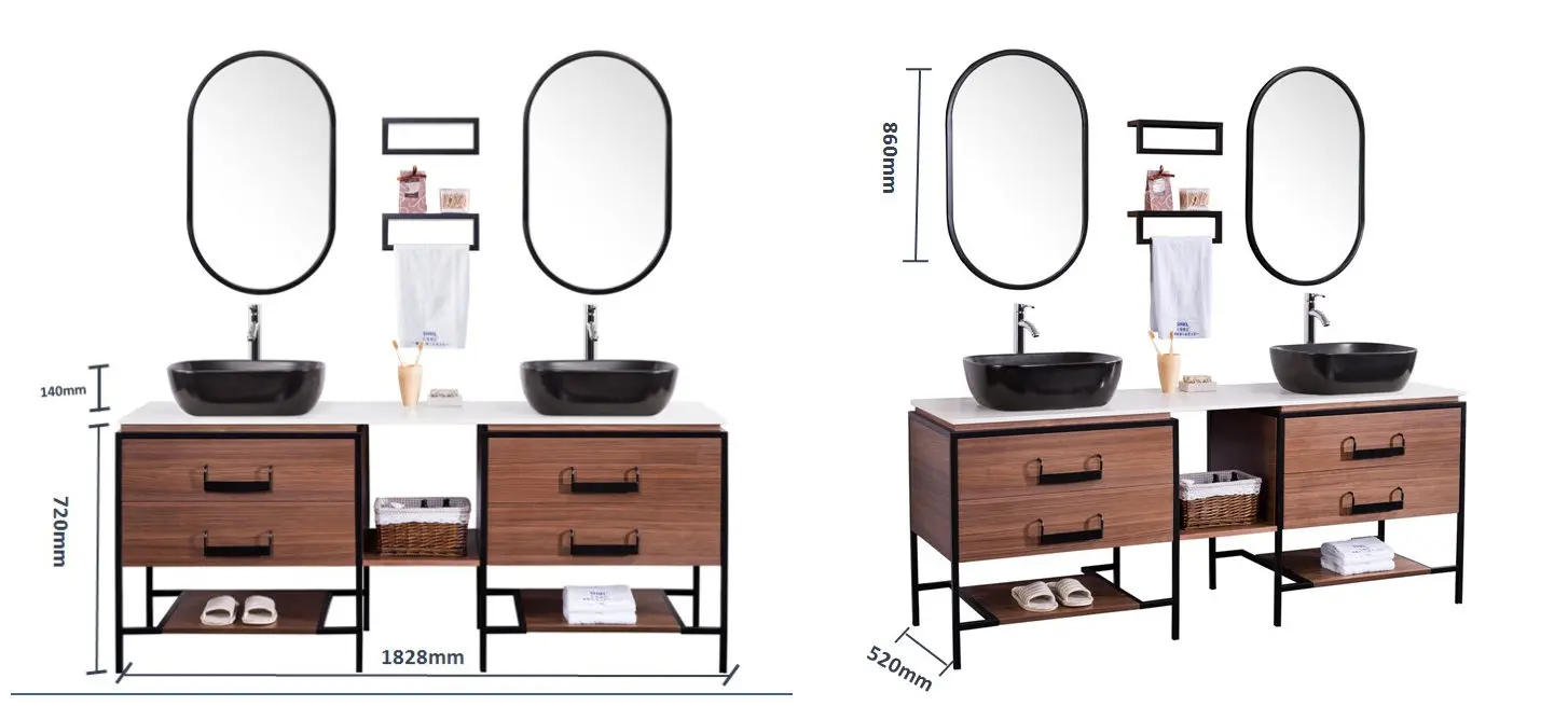 Walnut Single Sink Target Slim Bathroom Vanity For Metal Legs