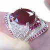 Hot Sale Natural Ruby 925 Silver Plated Diamond Ring Engagement Ring Wedding Rings