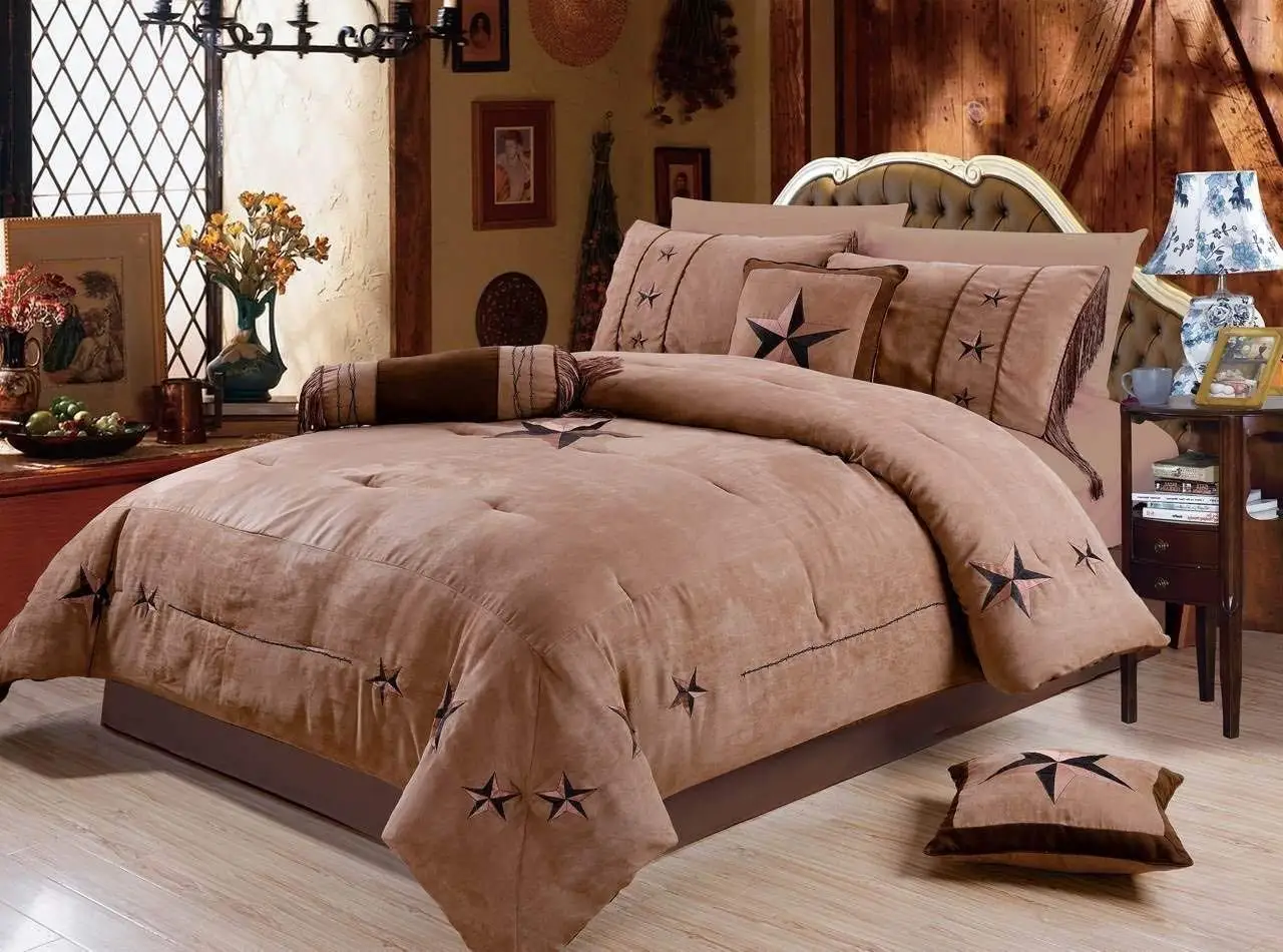 Buy Luxury 7 Piece Micro Suede Stripe QUEEN Bedding ...