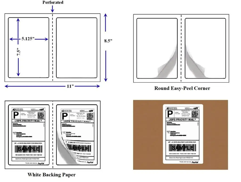 Shipping Labels & Tags 400 Perforated Rounded Corner Shipping Labels 2