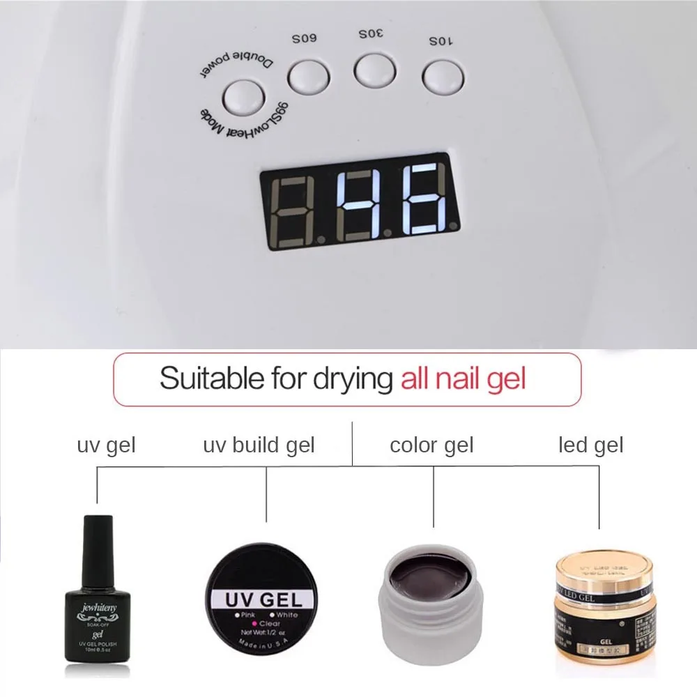 Low Heat 54w Uv Led Nail Lamp For Nail Gel Polish Buy Low Leat Nail