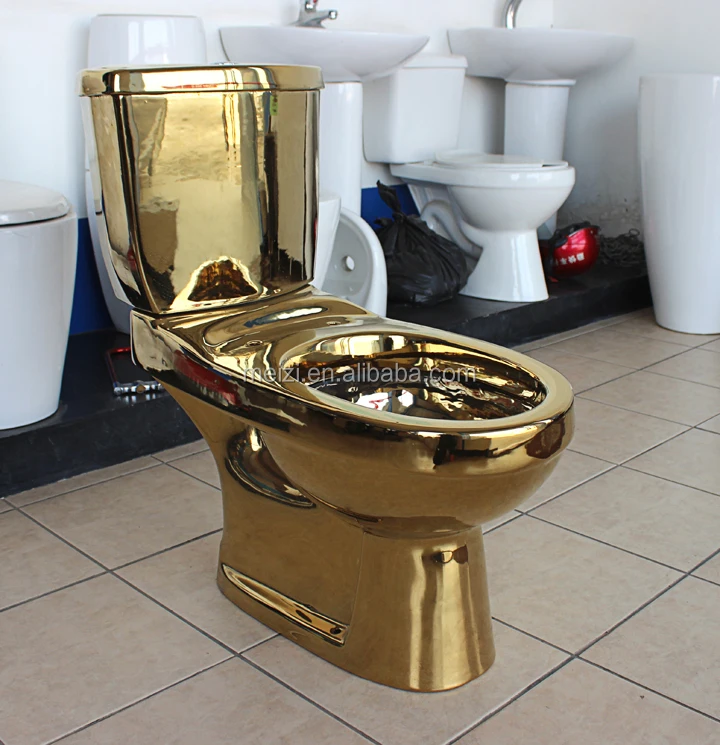 Ceramic two piece gold color toilet