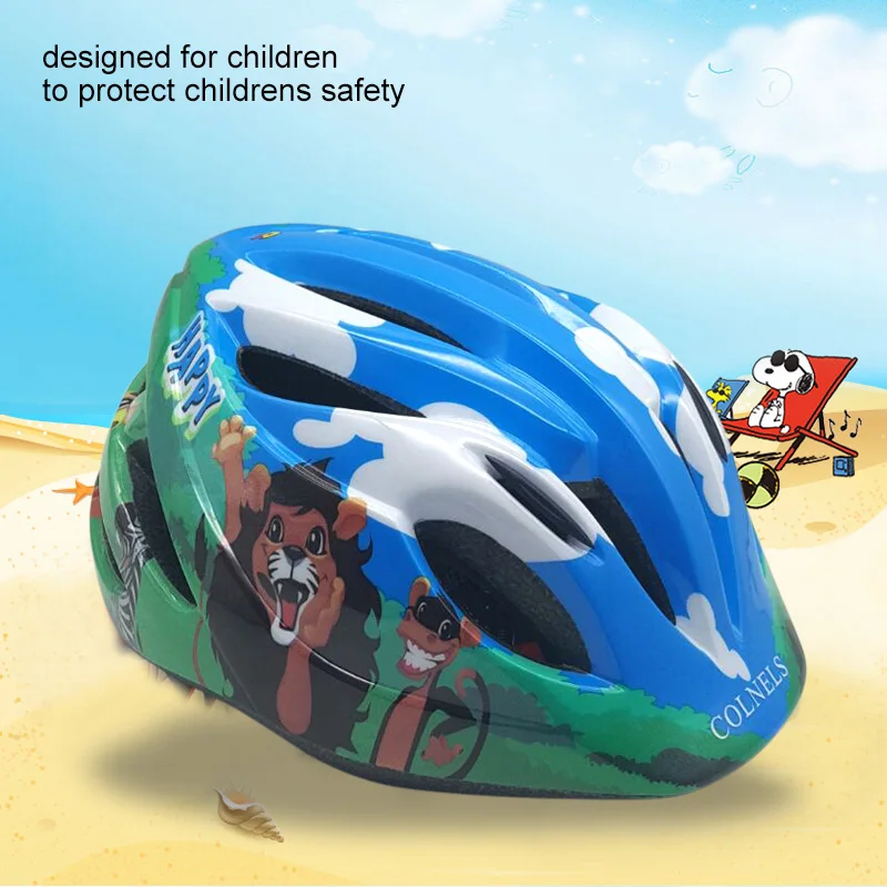 Blue Cartoon Style High Density Eps Foam Child Safety Helmet Integrally