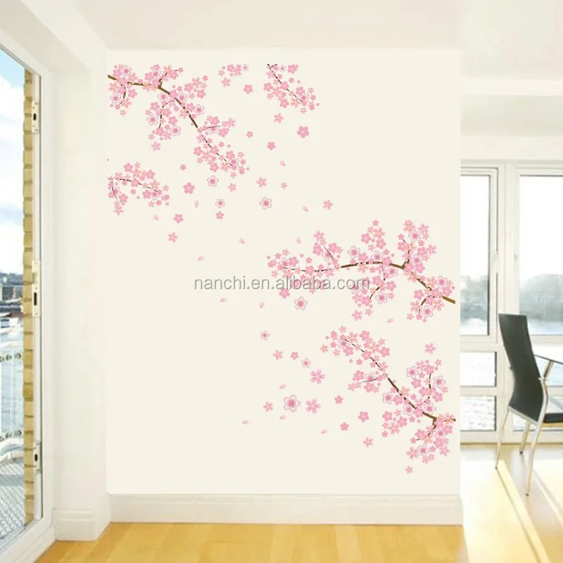 Plum Bunga Stiker Dinding besar Elegan Anggun Bunga Persik 