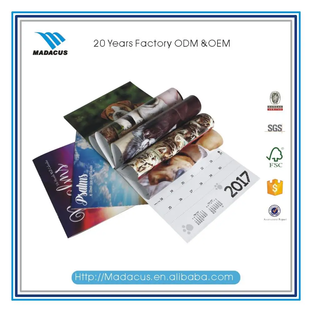 Overseas Fancy Colorful Design Calendar Custom Wall Calendar Printing 