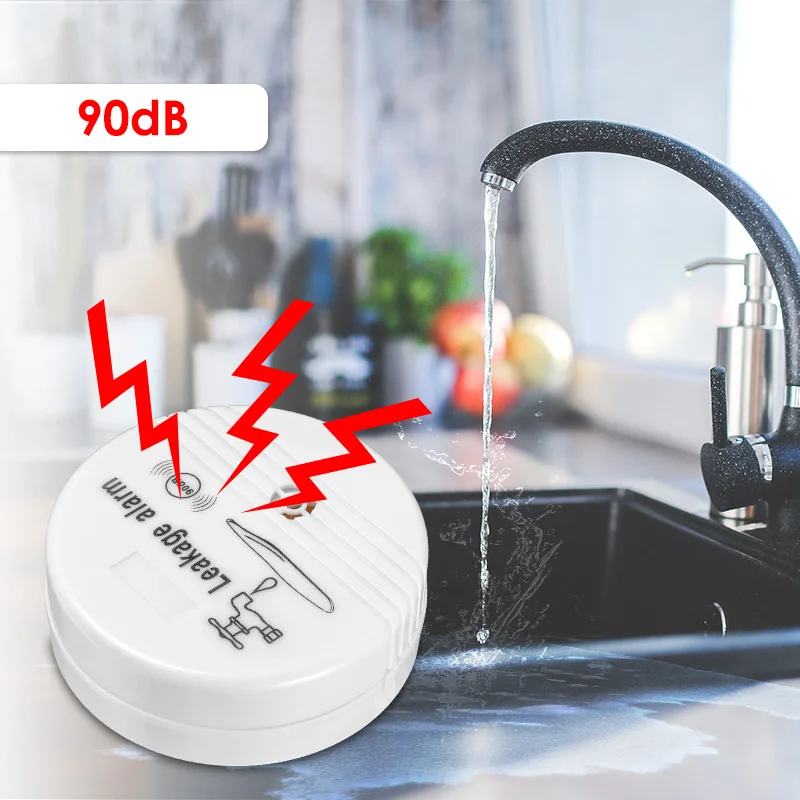 Independent 90db Wireless Water Leak Security Alarm For Home Kitchen