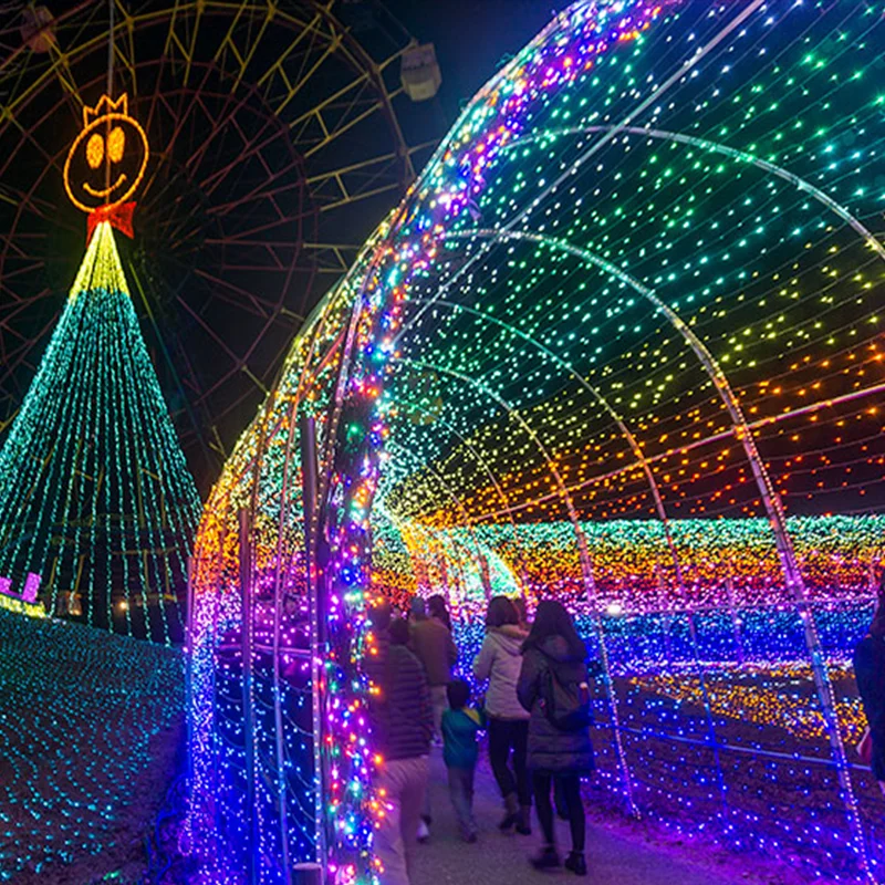 Outdoor Long Tunnel Of Christmas Lights For Holiday Time Decoration ...