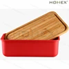 Bamboo Fiber Bread Bin with Bamboo Lid for Bread Cutting Board Red/Homex_BSCI