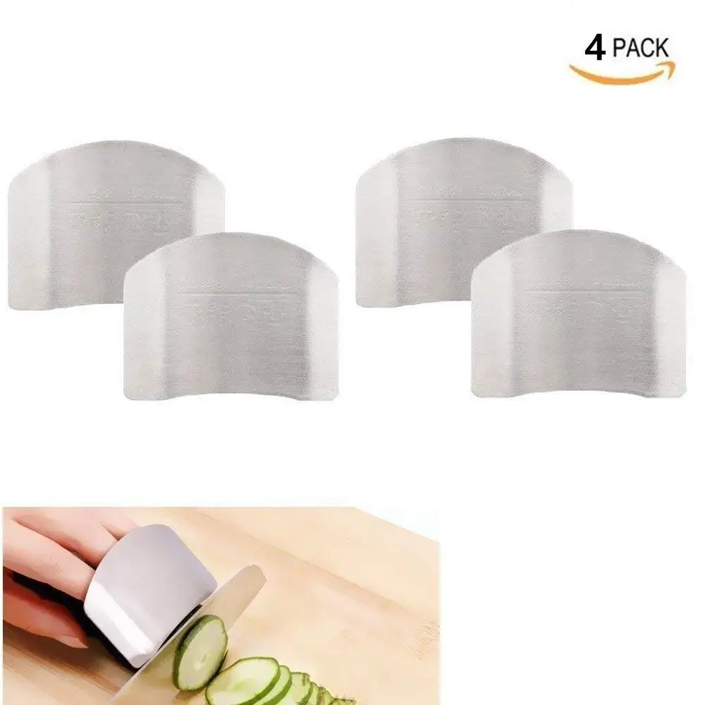 Lemoy 4 Pack Stainless Steel Finger Guard Finger Protector Safe Knives Guard Chop Safe Slice Kitchen Tool For Dicing and Slicing in Kitchens
