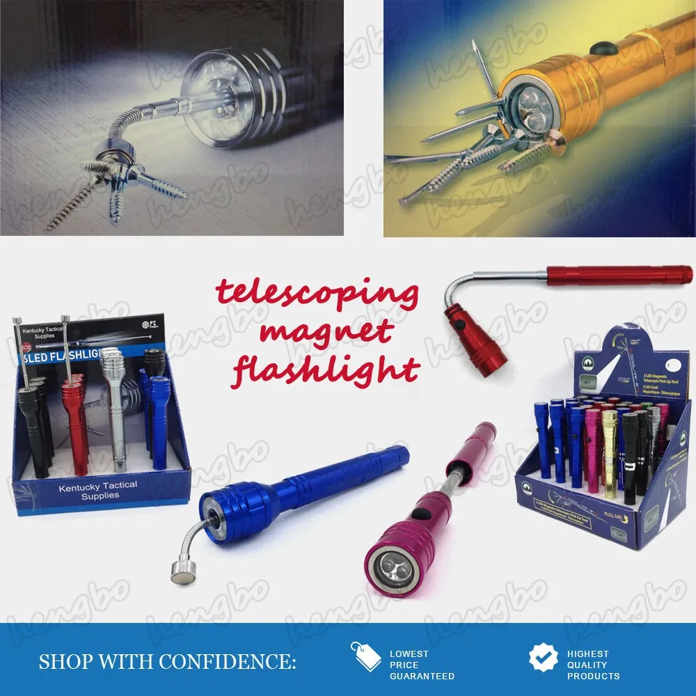 Extensible Led Flashlights Torch Magnetic Head Pick Up Tool 