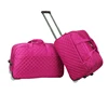 Quilting diamond lattice cotton fabric trolley duffel Korea style travel bag,roller wheeled duffle weekend pilot travelling bag