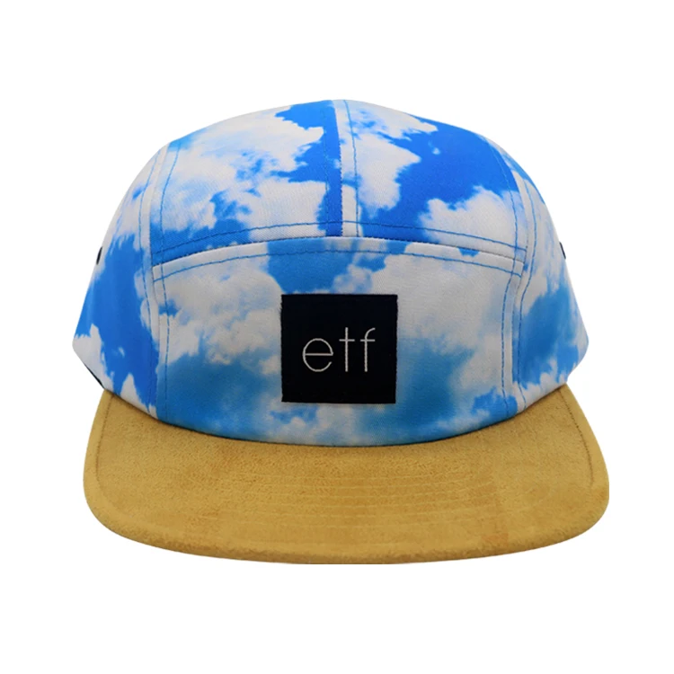 Customize Label Patch Logo Flat Brim Running Cap Wholesale 5 Panel Cap