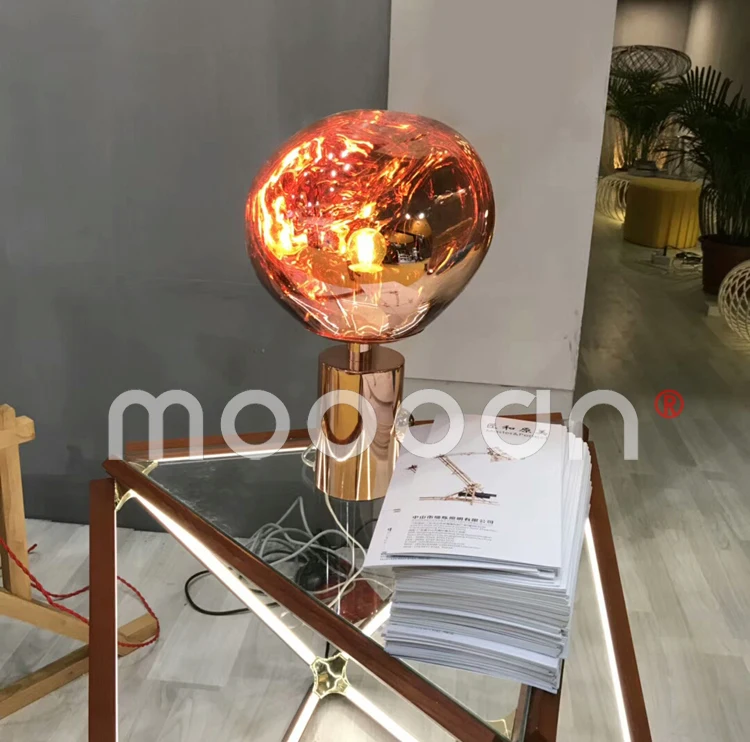 Modern Luxury Copper Lava Stone Mirror ball Home Decorative Table Lamp for hotel