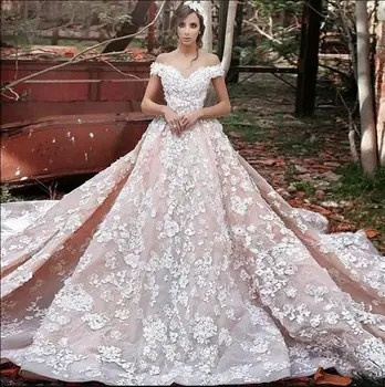 off the shoulder elegant wedding dress