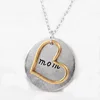 Gold Hollow Heart Charm With Silver Round Metal Pendant Necklace, Love Mum Gift Metal Necklace