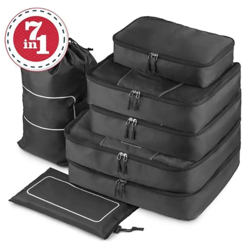 7 In1 Waterproof Luggage Compression Suitcase Travel Organizer Bag Set ...