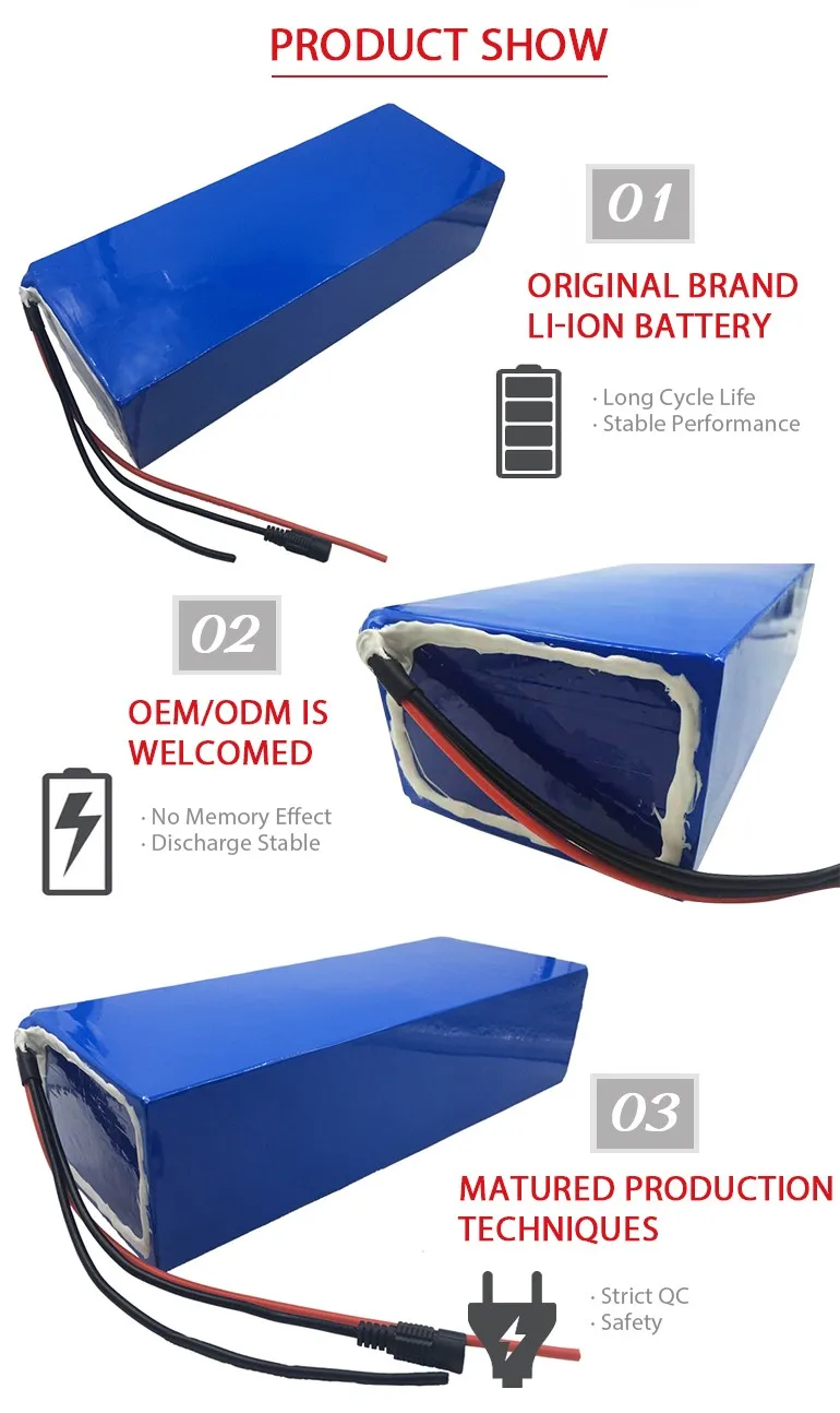 High Capacity 14s8p Battery Cells 18650 52v 20ah Ebike Battery Pack