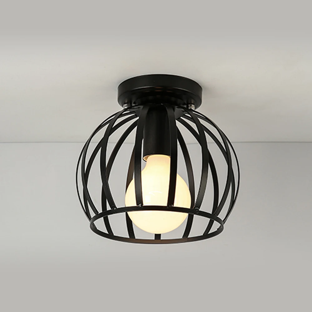 Industrial Vintage Surface Flush Mount E27 Bulb Circular Wire Cage Ceiling Light Fixture Buy Surface Mounted Round Light Fixtures Surface Mount