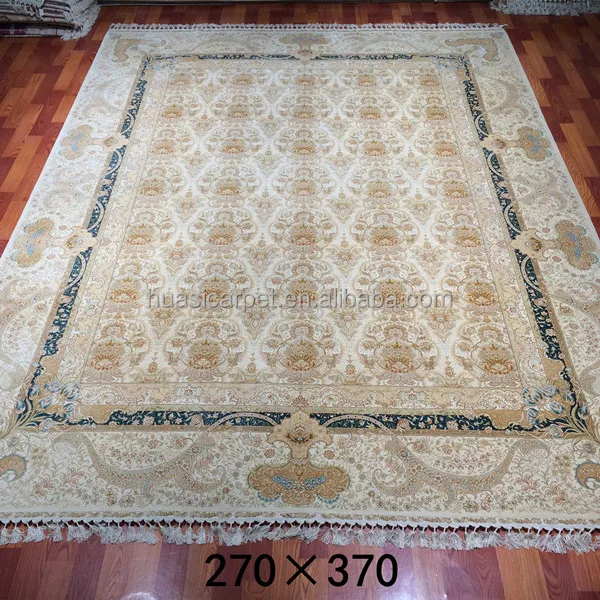 9 X 12 White Hand Kontted 100 Silk On Persian Rug Qum