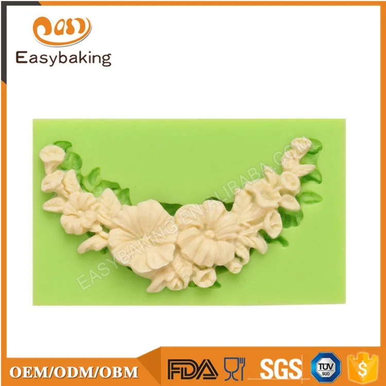 ES-4208 Alibaba, gran oferta, fascinante molde de silicona para pastel de rosas, herramienta para fondant para pastel de boda