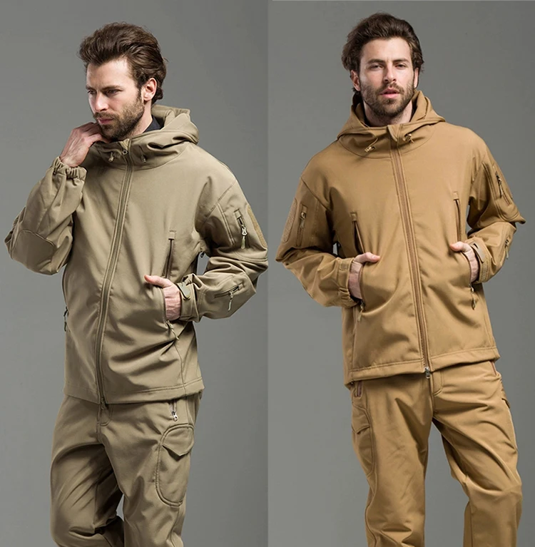 Men's Outdoor Tactical Jacket Camouflage Waterproof Softshell Hoody ...